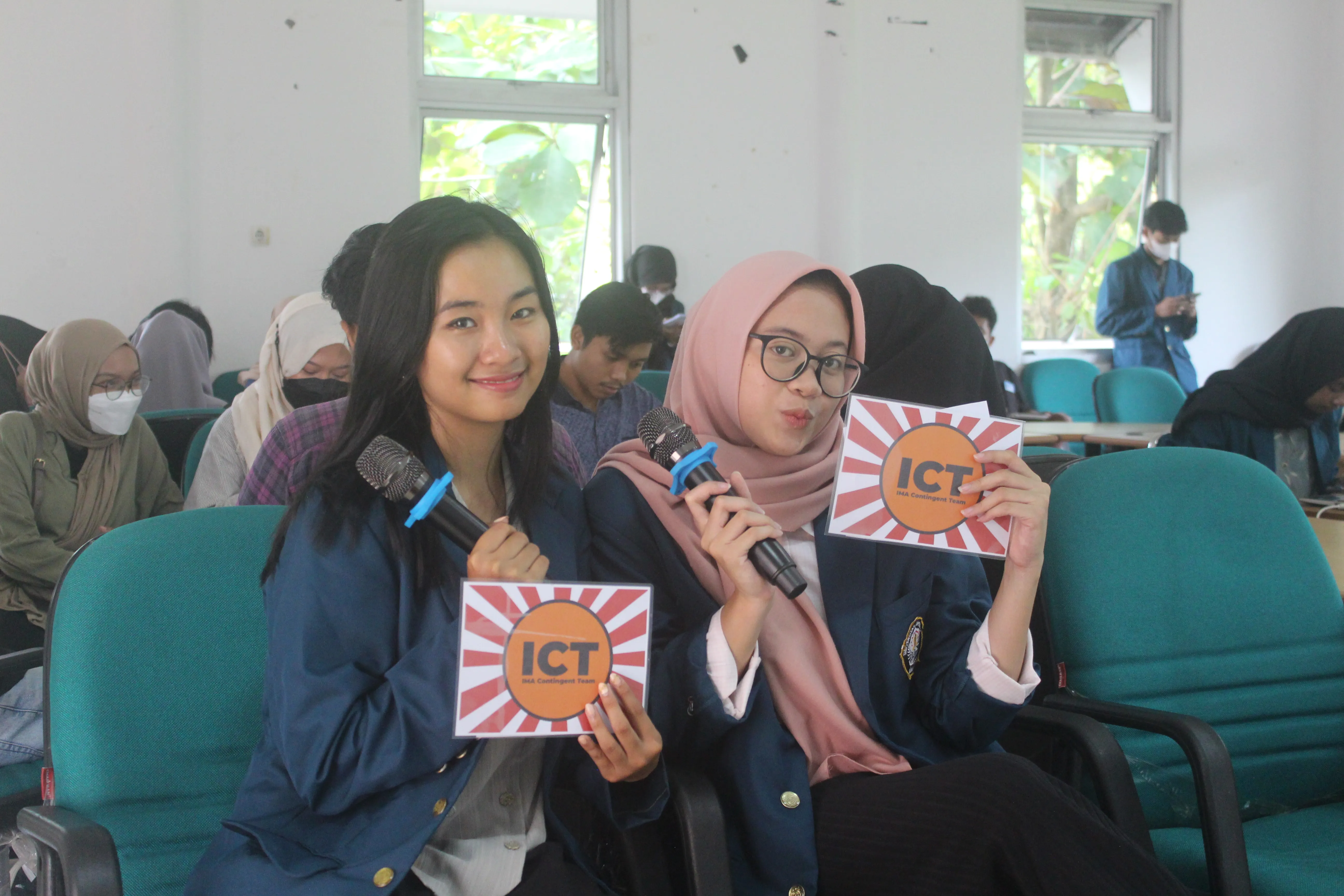 Cindy attending a university marketing activity with classmates